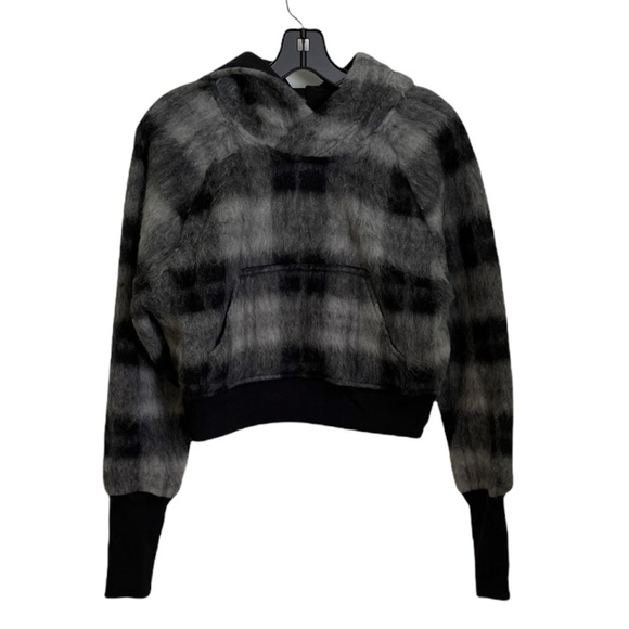 TWENTY MONTREAL CROPPED HOODIE WOOL BLEND BLACK WHITE PLAID SIZE M NWT - Picture 3 of 9